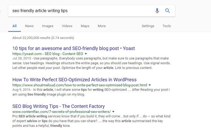 searching in google
