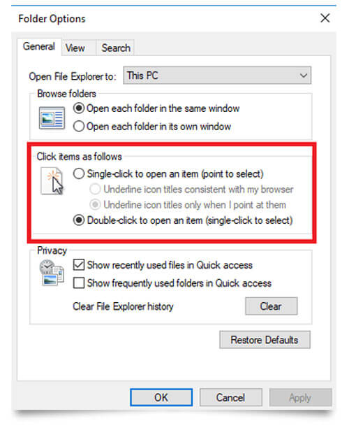 folder option