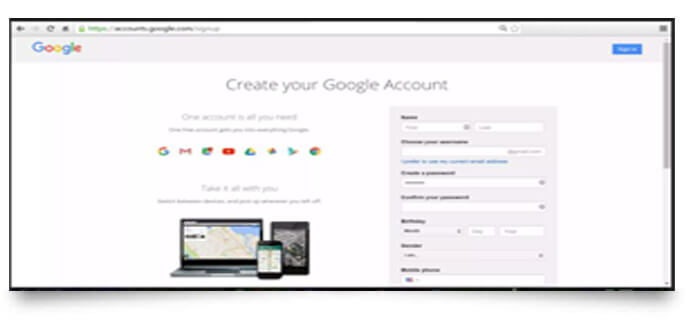 Signing Up for Google Drive