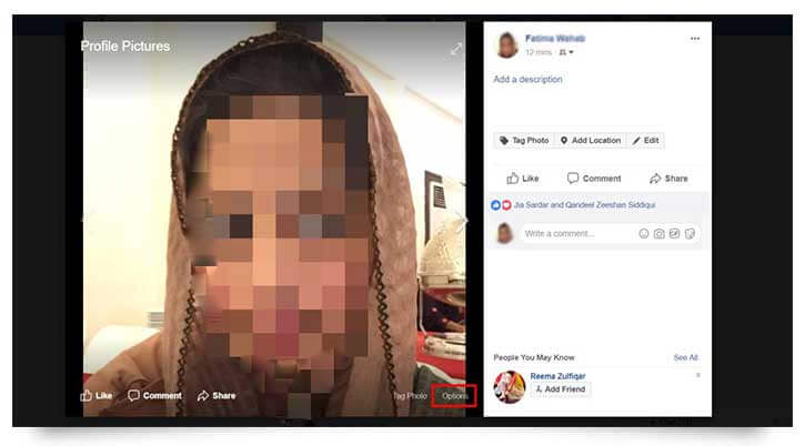 fb profile pic options