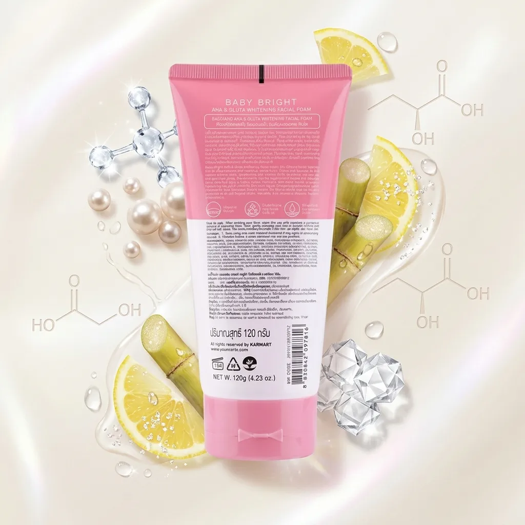 Baby Bright AHA & Gluta Whitening Facial Foam 120g - Image 2