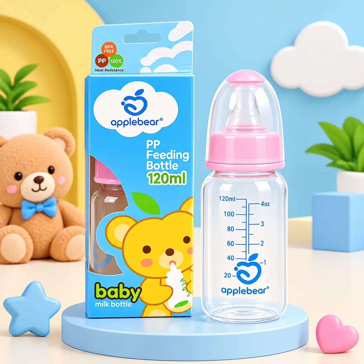 Applebear Glass Feeder Milk Bottle 120ml